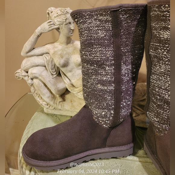 Ugg Camaya Metalic Suede Sequin Knit Boot Designer Shearling Winter Boot #712 - Picture 9 of 17